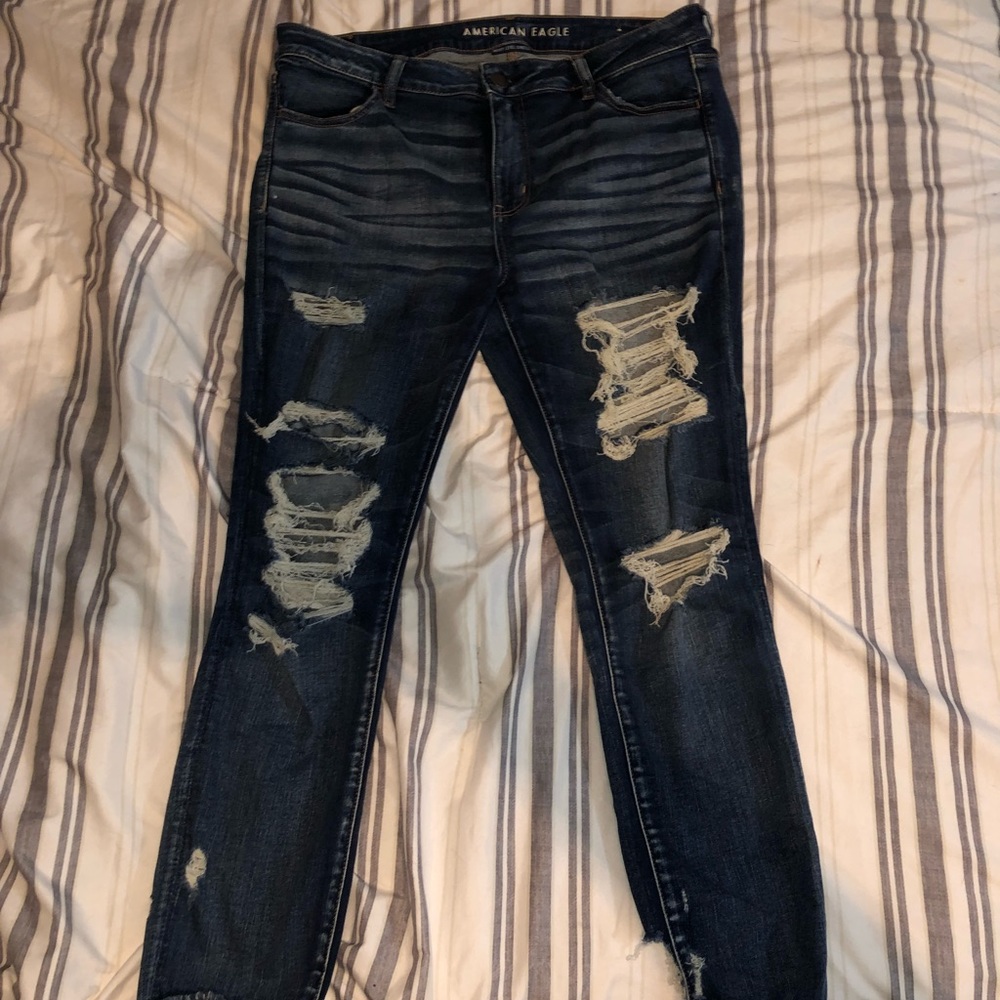 American Eagle destroyed high waisted jeans